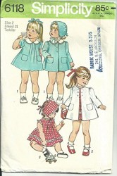 6118 SIMPLICITY 1973 TODDLER DRESS SLEEVES OR NOT, COAT, HAT PATTERN SZ 2